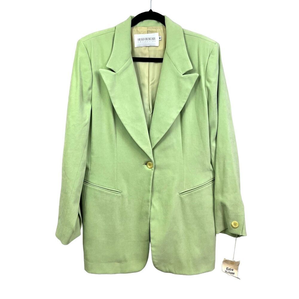 Hugo Buscati Collection Blazer Velveteen 1 Button Ventless Lined Green Women 16*